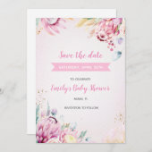 Save The Date Baby shower floral enregistrer la date (Devant / Derrière)
