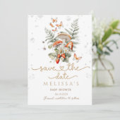 Save The Date Baby shower forestier de Little Mushroom Baby show (Debout devant)