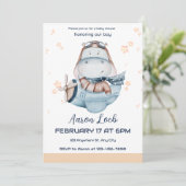 Save The Date Baby shower Garçon Mint Et Jaune Aquarelle (Debout devant)