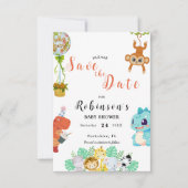 Save The Date Baby shower Little Dino (Devant)