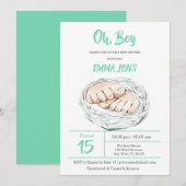 Save The Date Baby shower Minty Boy (Devant / Derrière)