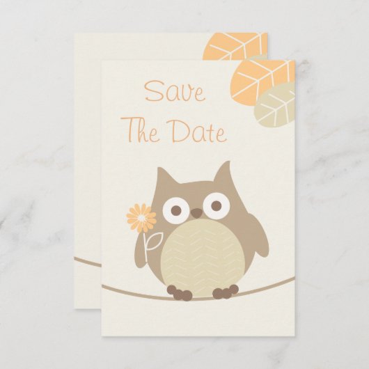 Save The Date Baby shower Owl Enregistrer La Date Genre Neutre (Devant / Derrière)