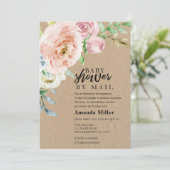 Save The Date Baby shower par courrier avec rose sur kraft (Debout devant)