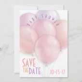 Save The Date Baby shower Pastel Balloons Enregistrer la date (Devant)