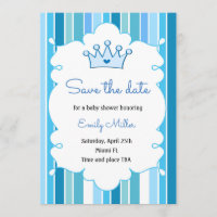 Baby shower Prince Boy Enregistrer la date