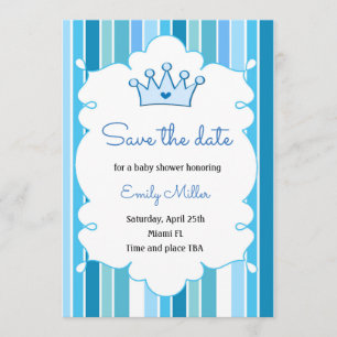 Save The Date Baby shower Prince Boy Enregistrer la date