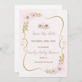 Save The Date Baby shower Princesse enregistrer la date (Devant / Derrière)