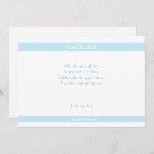 Save The Date Baby shower Save the Dates Bleu (Devant / Derrière)