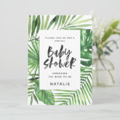 Save The Date Baby shower virtuel Tropical palm leaf script (Debout devant)