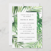 Save The Date Baby shower virtuel Tropical palm leaf script (Dos)