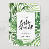 Save The Date Baby shower virtuel Tropical palm leaf script (Devant / Derrière)