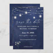 Save The Date Baby's Breath Blue Chalkboard Photo Save Date (Devant / Derrière)