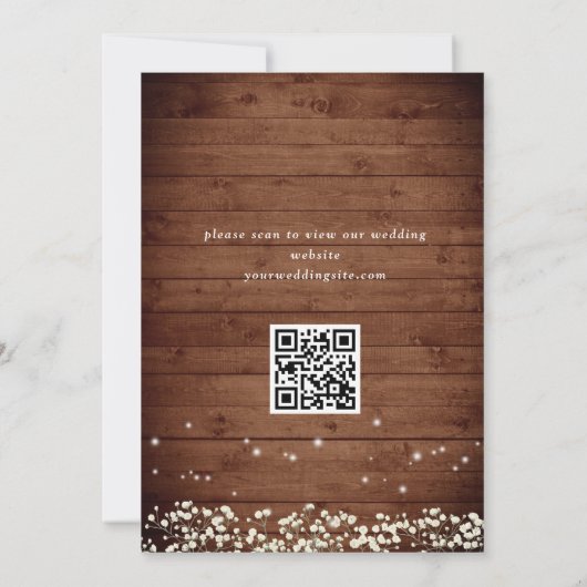 Save The Date Baby's Breath Mason Jar Rustic Mariage QR code (Dos)