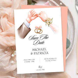 Save The Date Bague à couple souple rose