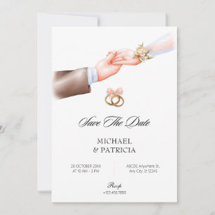 Save The Date Bague à couple souple rose