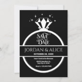 Save The Date Bague diamant noir et blanc (Devant)