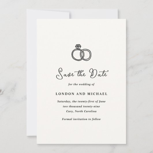 Save The Date Bagues à main Doodle Mariage moderne (Devant)