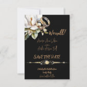 Save The Date Bagues de mariage Magnolia Or et Noir Mariage (Devant)