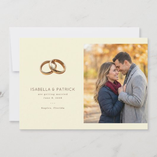 Save The Date Bagues de mariage romantiques beige (Devant)