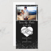 Save The Date Bagues élégantes Mariages en argent | Enregistrer  (Devant / Derrière)