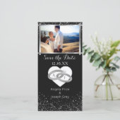 Save The Date Bagues élégantes Mariages en argent | Enregistrer  (Debout devant)