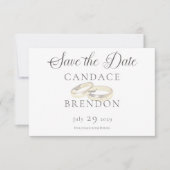 Save The Date Bagues Mariage or sur Mariage blanc (Devant)