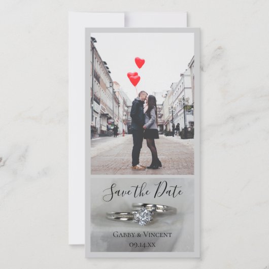 Save The Date Bagues mariages sur gris Enregistrer la date (Devant)