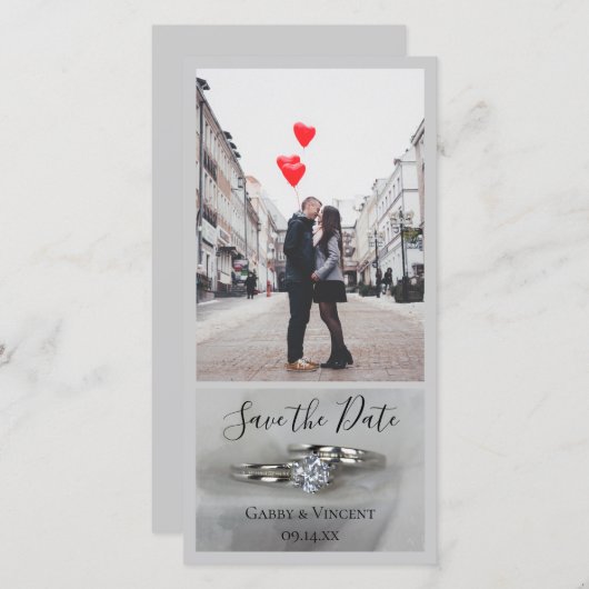 Save The Date Bagues mariages sur gris Enregistrer la date (Devant / Derrière)