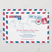 Save The Date Bahamas Air Mail Wedding Enregistrer La Date (Devant / Derrière)