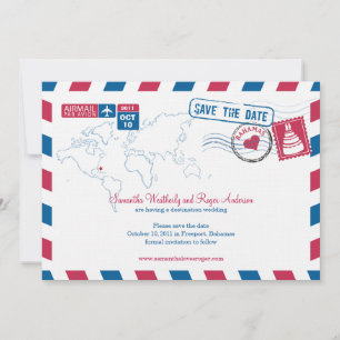 Save The Date Bahamas Air Mail Wedding Enregistrer La Date
