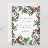 Save The Date Baies de pin rustique Photo de Noël d'hiver (Devant)