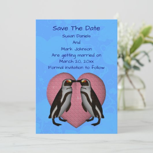 Save The Date Baiser des pingouins Mariage (Debout devant)