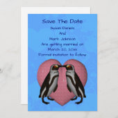 Save The Date Baiser des pingouins Mariage (Devant / Derrière)