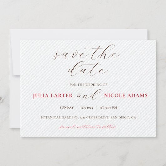 Save The Date Baiser Français Raisin Fleur Mariage Doux Baies (Devant)