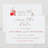 Save The Date Baiser Français Raisin Fleur Mariage Doux Baies (Devant / Derrière)