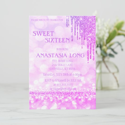 Save The Date Balayage à Parties scintillant violet moderne 16 (Debout devant)