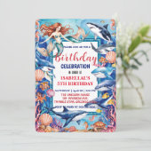 Save The Date Baleine blanche bleu mermaid baleine requin annive (Debout devant)