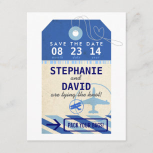 Save The Date Balise bagage Destination Vintage Mariage Date de 