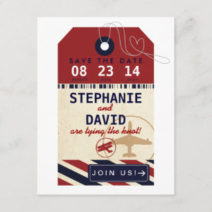 Save The Date Balise de bagage Airmail Destination Mariage Date 
