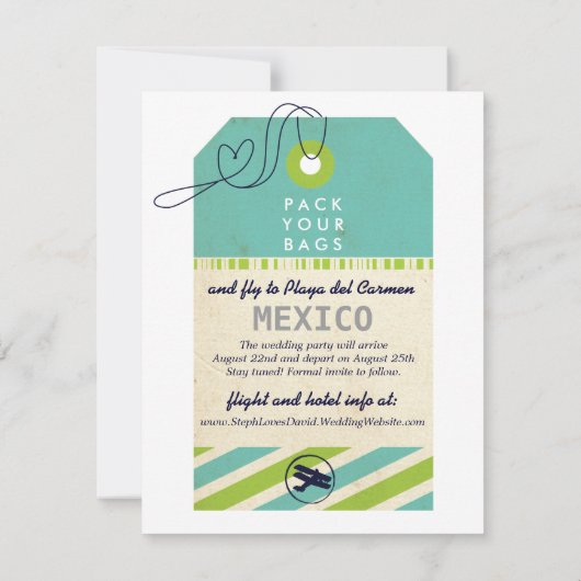 Save The Date Balise de bagage Airmail Destination Mariage Date  (Dos)