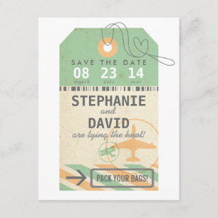 Save The Date Balise de bagage vintage Destination Mariage Date 