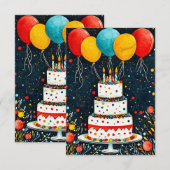 Save The Date Ballons d'anniversaire colorés (Devant / Derrière)