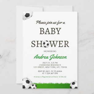 Save The Date Ballons de football & Baby shower sportif d'herbe