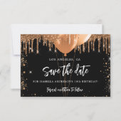 Save The Date Ballons d'or noir d'anniversaire parties scintilla (Devant)