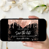 Save The Date Ballons d'or rose noir fête d'anniversaire