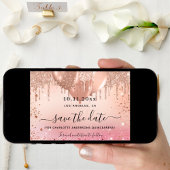 Save The Date Ballons d'or rose quinceanera