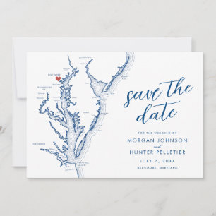 Save The Date Baltimore Maryland Map Mariage moderne minimaliste
