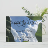 Save The Date Banana Leaf encadré Sky Tropical Enregistrer la da (Debout devant)