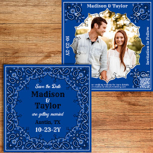 Save The Date Bandana Bleu Photo Appartement Enregistrer La Cart