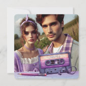 Save The Date Bande de cassette pour violet rétro, Carré (Devant)